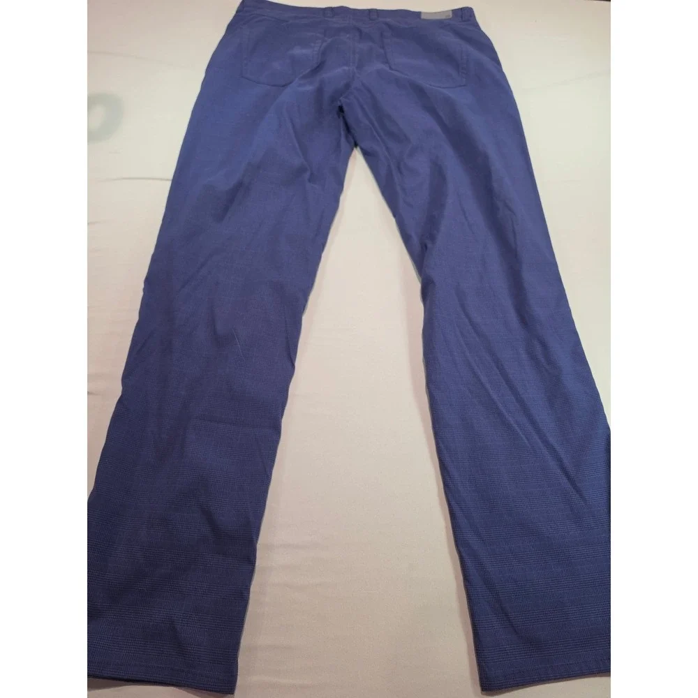 Peter Millar Crown Sport Mens 36x32 Purple Blue Micro Check Performance Pants